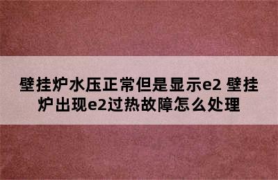 壁挂炉水压正常但是显示e2 壁挂炉出现e2过热故障怎么处理